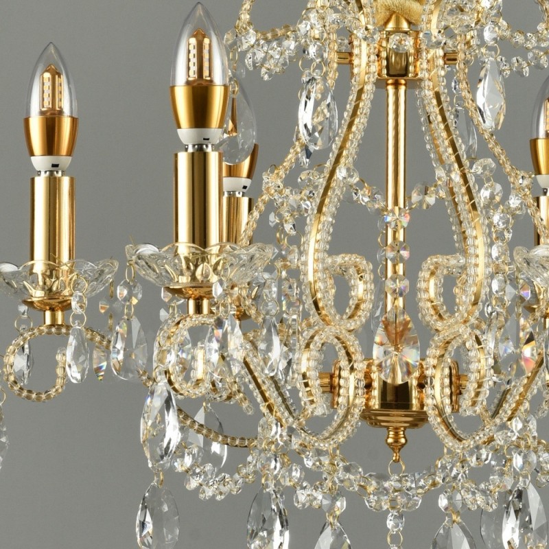 6 lys guld sølv amerikansk stil Crystal Pendant lysekrone Light Store