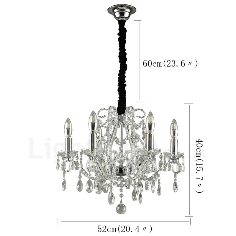 6 lys guld sølv amerikansk stil Crystal Pendant lysekrone Light Store