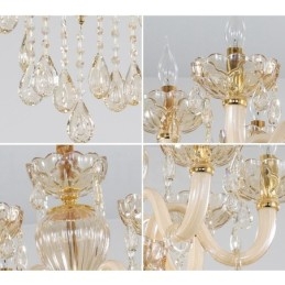 6 lys champagne farve krystal stearinlys lysekrone