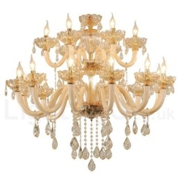 18 (12+6) Lys Champagne Farve Elegant Krystal Lysekrone