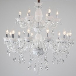 18 (12+6) Lys hvid Elegant Lysekrone med Krystal