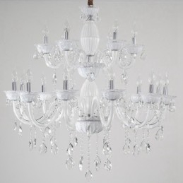 18 (12+6) Lys hvid Elegant Lysekrone med Krystal