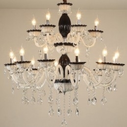 18 (12+6) Lysesort Elegant Lysekrone med Krystal