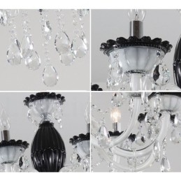18 (12+6) Lysesort Elegant Lysekrone med Krystal