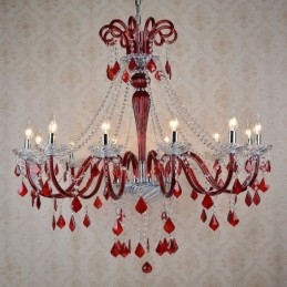 Rød Krystal Lysekrone