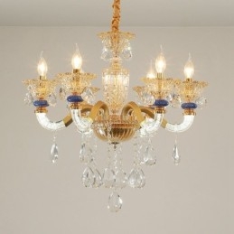 6 Lyse Moderne Moderne Champagne Lysekrone med Krystal