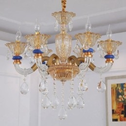 6 Lyse Moderne Moderne Champagne Lysekrone med Krystal