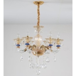 6 Lyse Moderne Moderne Champagne Lysekrone med Krystal