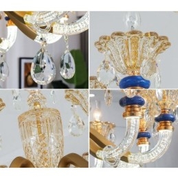 6 Lyse Moderne Moderne Champagne Lysekrone med Krystal