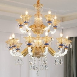 15 (10+5) Lys Moderne Moderne Champagne Lysekrone med Krystal