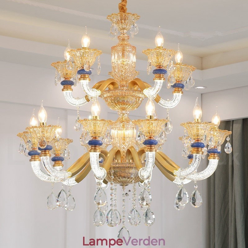 15 (10+5) Lys Moderne Moderne Champagne Lysekrone med Krystal