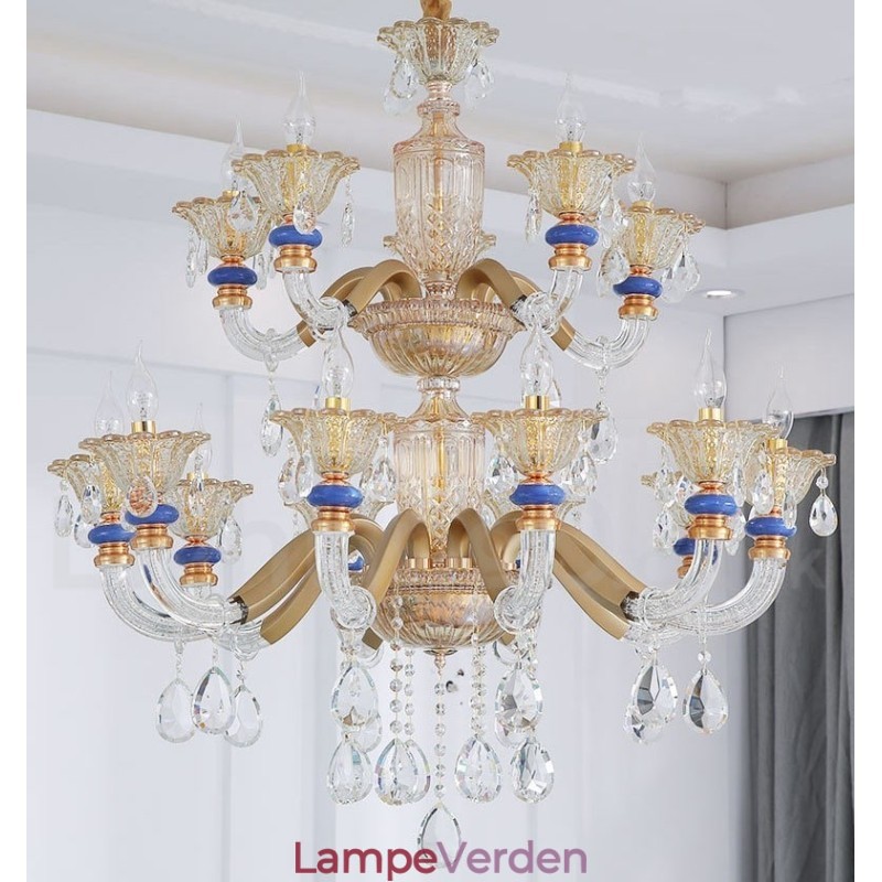 15 (10+5) Lys Moderne Moderne Champagne Lysekrone med Krystal