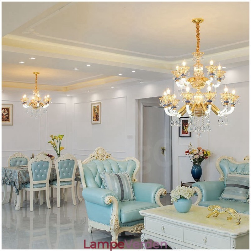 15 (10+5) Lys Moderne Moderne Champagne Lysekrone med Krystal