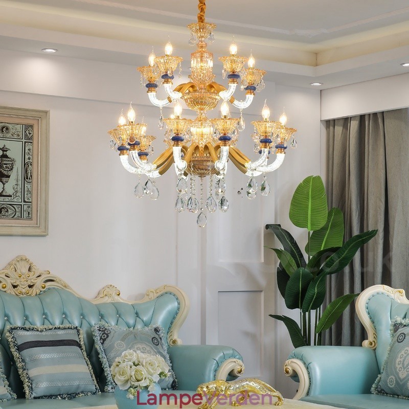 15 (10+5) Lys Moderne Moderne Champagne Lysekrone med Krystal