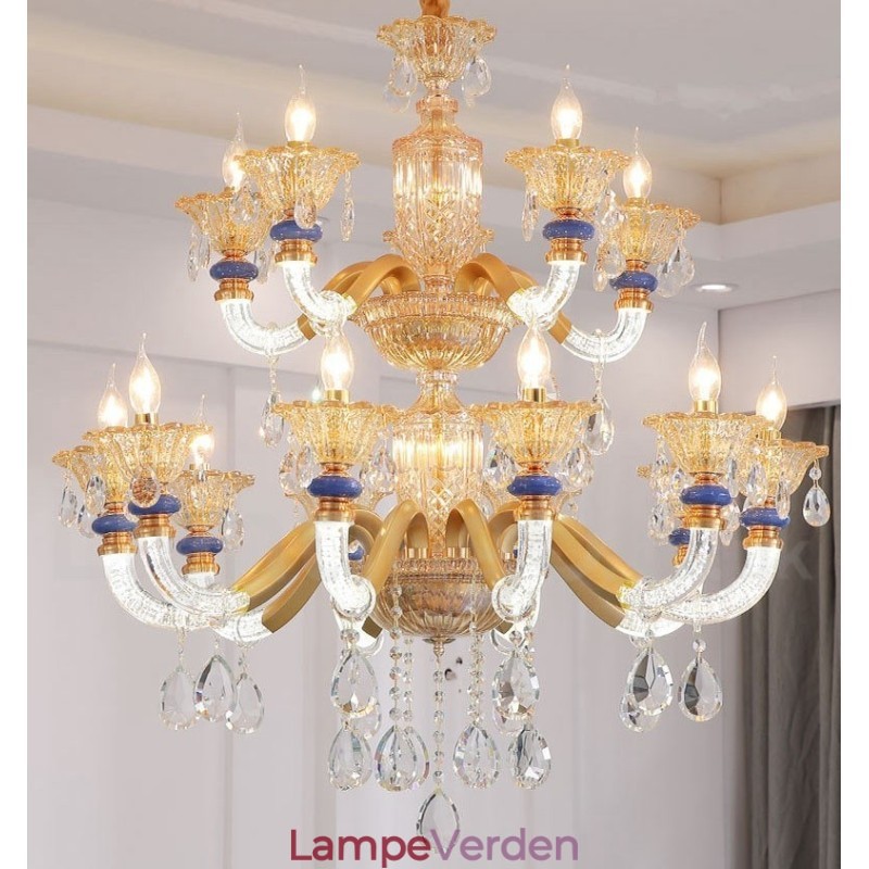 15 (10+5) Lys Moderne Moderne Champagne Lysekrone med Krystal