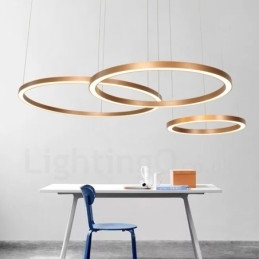 Wi Fi Smart Dæmpbar Guld Rose Guld Moderne moderne 3 ringe lys aluminiumslegering pendellampe med akrylskærm