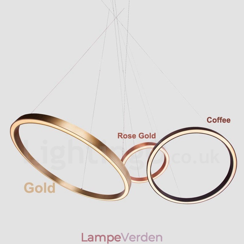 Wi Fi Smart Dæmpbar Guld Rose Guld Moderne moderne 3 ringe lys aluminiumslegering pendellampe med akrylskærm