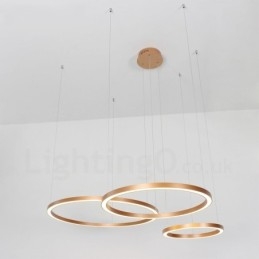 Wi Fi Smart Dæmpbar Guld Rose Guld Moderne moderne 3 ringe lys aluminiumslegering pendellampe med akrylskærm