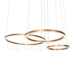 Wi Fi Smart Dæmpbar Guld Rose Guld Moderne moderne 3 ringe lys aluminiumslegering pendellampe med akrylskærm