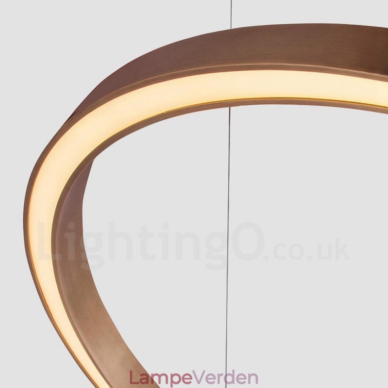 Wi Fi Smart Dæmpbar Guld Rose Guld Moderne moderne 3 ringe lys aluminiumslegering pendellampe med akrylskærm