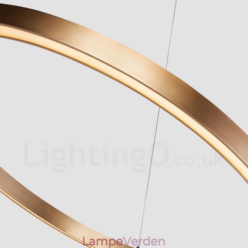 Wi Fi Smart Dæmpbar Guld Rose Guld Moderne moderne 3 ringe lys aluminiumslegering pendellampe med akrylskærm