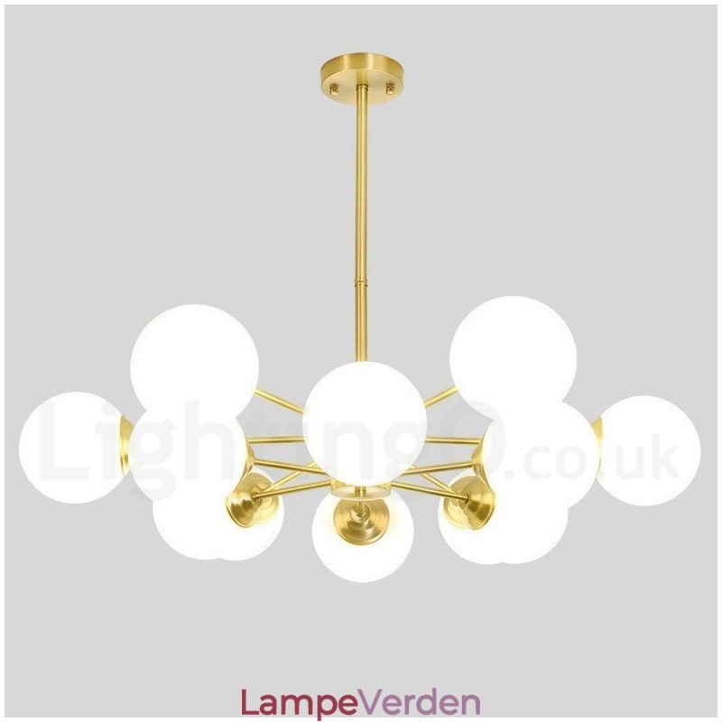 12 lys (6+6 lys) to etagers ren messing Nordeuropa bønnelysekrone moderne metalmolekyler pendellampe