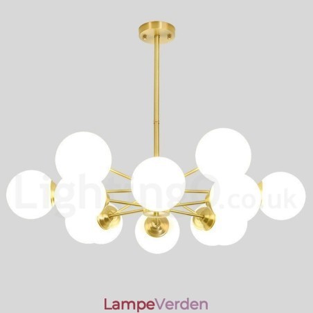 12 lys (6+6 lys) to etagers ren messing Nordeuropa bønnelysekrone moderne metalmolekyler pendellampe