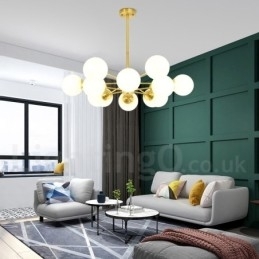 12 lys (6+6 lys) to etagers ren messing Nordeuropa bønnelysekrone moderne metalmolekyler pendellampe