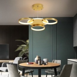 Guld moderne moderne nordisk stil cirkel-loftslysekrone med fjernbetjening kan også bruges som væglampe