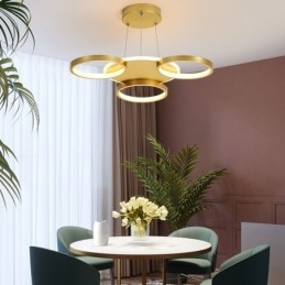 Guld moderne moderne nordisk stil cirkel-loftslysekrone med fjernbetjening kan også bruges som væglampe