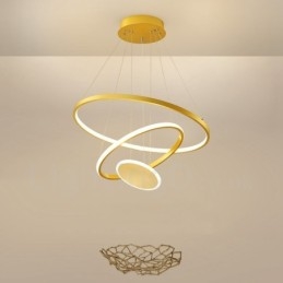 Tre cirkler moderne design Tre ringe guld pendellampe med fjernbetjening