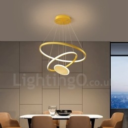 Tre cirkler moderne design Tre ringe guld pendellampe med fjernbetjening