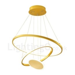 Tre cirkler moderne design Tre ringe guld pendellampe med fjernbetjening