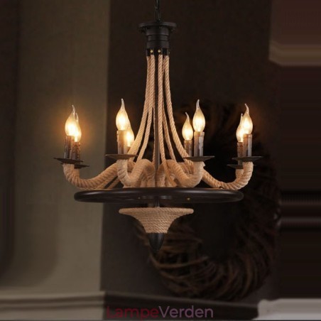 8 lys stearinlys industriel stil hamp reb vedhæng lysekrone lys 8 lys stearinlys industriel stil hamp reb vedhæng lysekrone lys