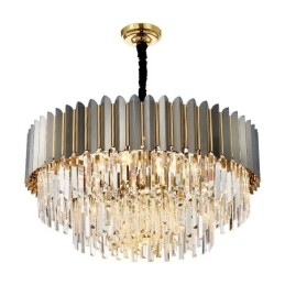 Luksus Postmoderne Sort og Guld Rund K9 Crystal Pendant Lysekrone Exhibition Hall