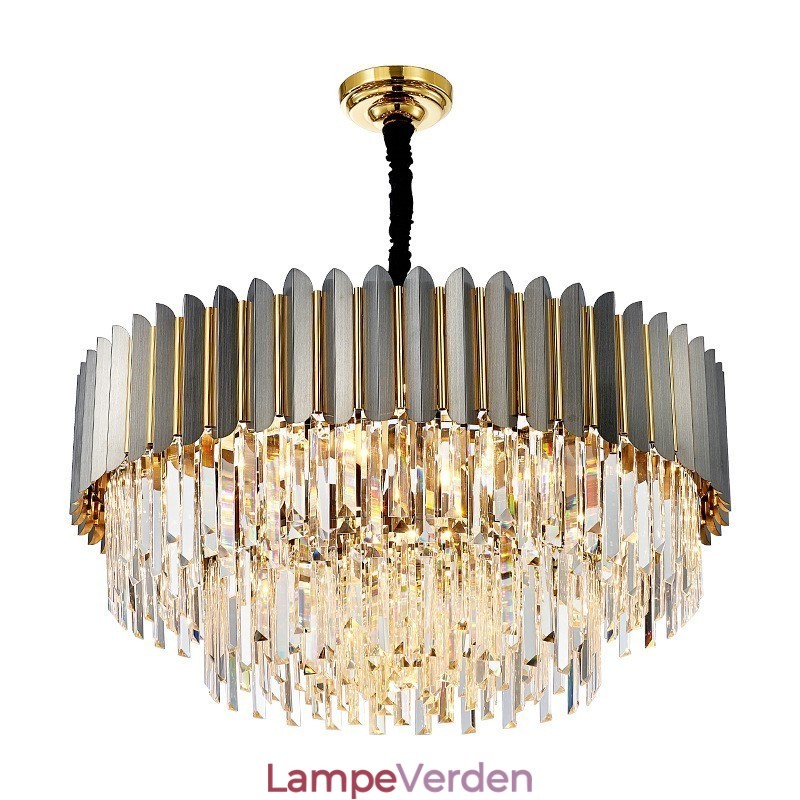 Luksus Postmoderne Sort og Guld Rund K9 Crystal Pendant Lysekrone Exhibition Hall