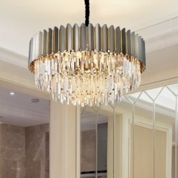 Luksus Postmoderne Sort og Guld Rund K9 Crystal Pendant Lysekrone Exhibition Hall