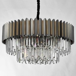 Luksus Postmoderne Sort og Guld Rund K9 Crystal Pendant Lysekrone Exhibition Hall