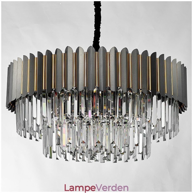 Luksus Postmoderne Sort og Guld Rund K9 Crystal Pendant Lysekrone Exhibition Hall