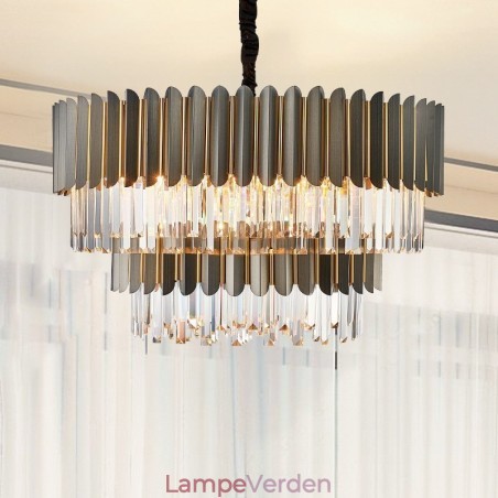 To niveauer luksus postmoderne sort og guld rund K9 krystal vedhæng lysekrone To niveauer luksus postmoderne sort og guld rund K9 krystal vedhæng lysekrone