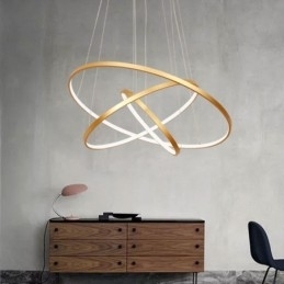 Dæmpbar pendel med fjernbetjening Guld moderne design tre ringe