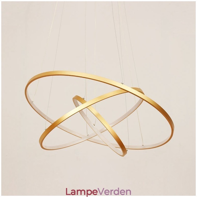 Dæmpbar pendel med fjernbetjening Guld moderne design tre ringe
