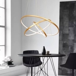 Dæmpbar pendel med fjernbetjening Guld moderne design tre ringe