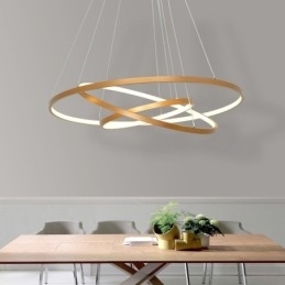 Dæmpbar pendel med fjernbetjening Guld moderne design tre ringe