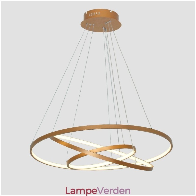 Dæmpbar pendel med fjernbetjening Guld moderne design tre ringe