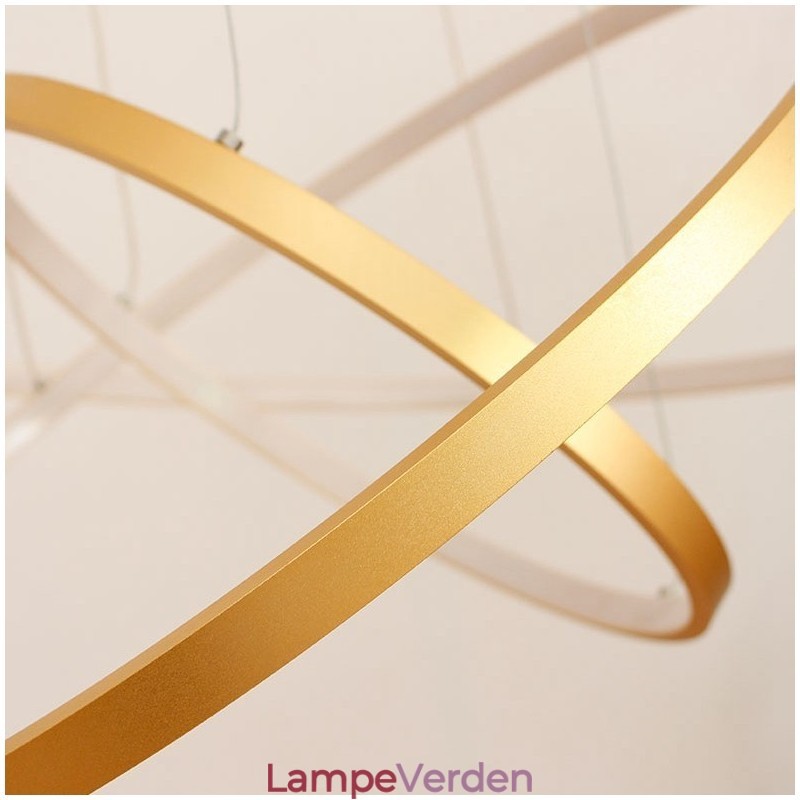 Dæmpbar pendel med fjernbetjening Guld moderne design tre ringe