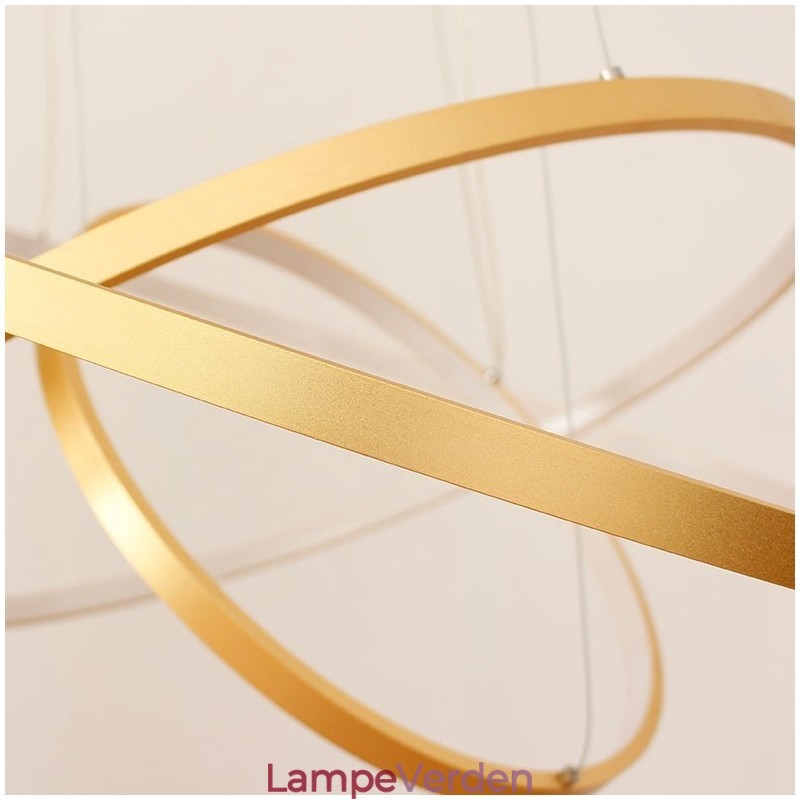 Dæmpbar pendel med fjernbetjening Guld moderne design tre ringe
