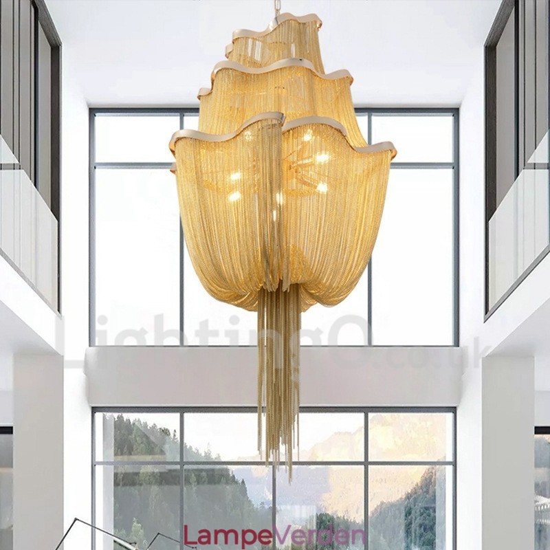 Kvaster Lysekrone Designer Pendant Lys Sølv Guld Farve