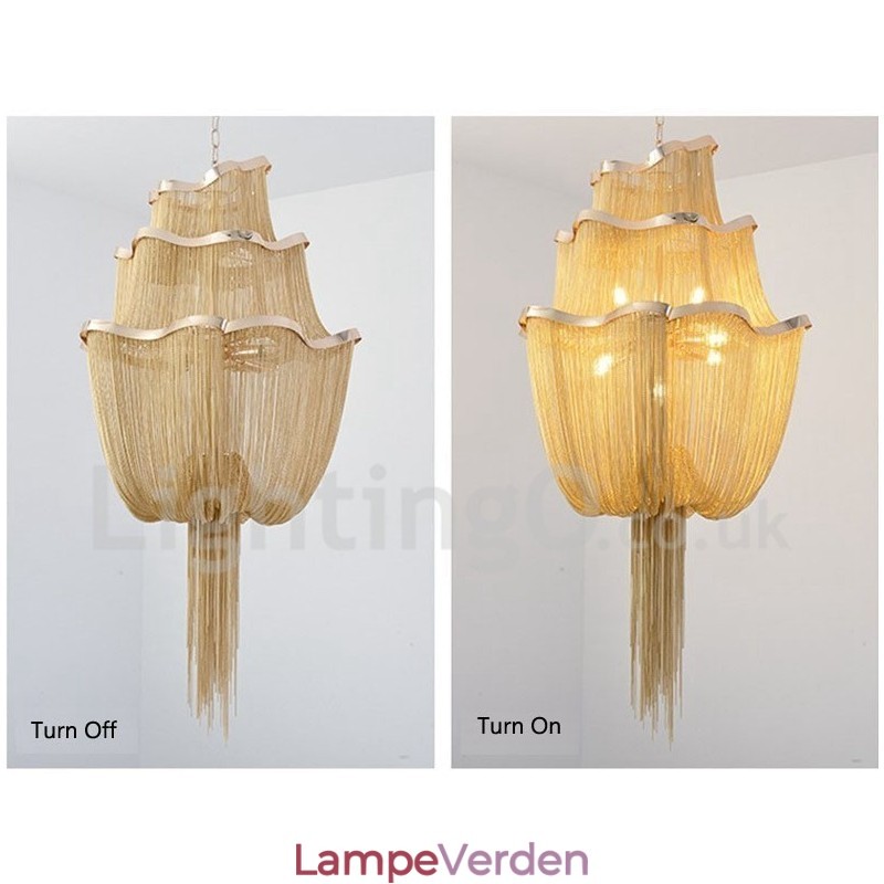 Kvaster Lysekrone Designer Pendant Lys Sølv Guld Farve