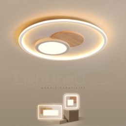 Trædæmpbar moderne moderne nordisk stil Flush Mount runde loftslamper med fjernbetjening kan også bruges som væglampe
